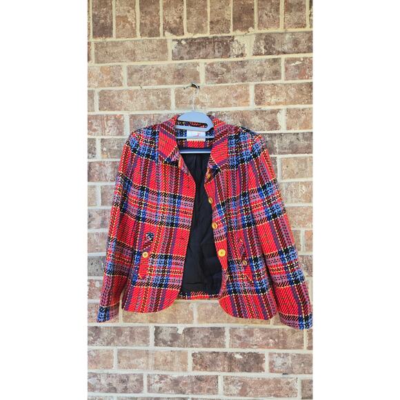 Mondi Red Tweed Vintage 1980s Jacket Wool Size 36 USED Excellent Condition - Picture 3 of 9